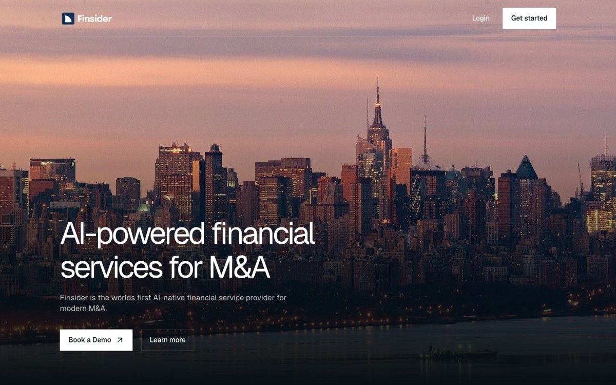 Finsider describes itself as the world's first AI-native financial service provider for modern M&A